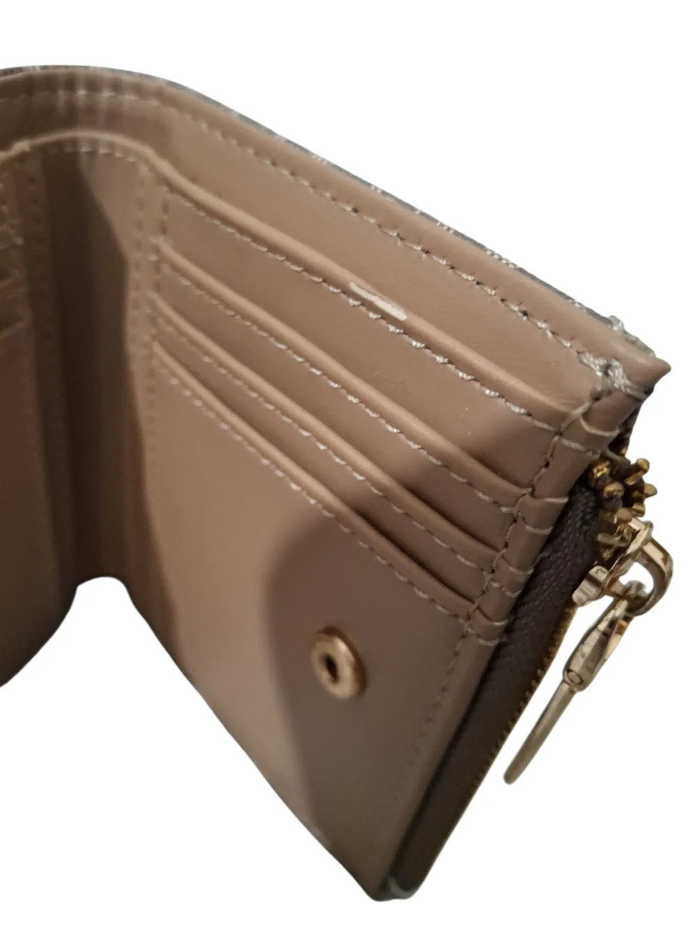 Anne Klein Brown Monogram Compact Zip Wallet